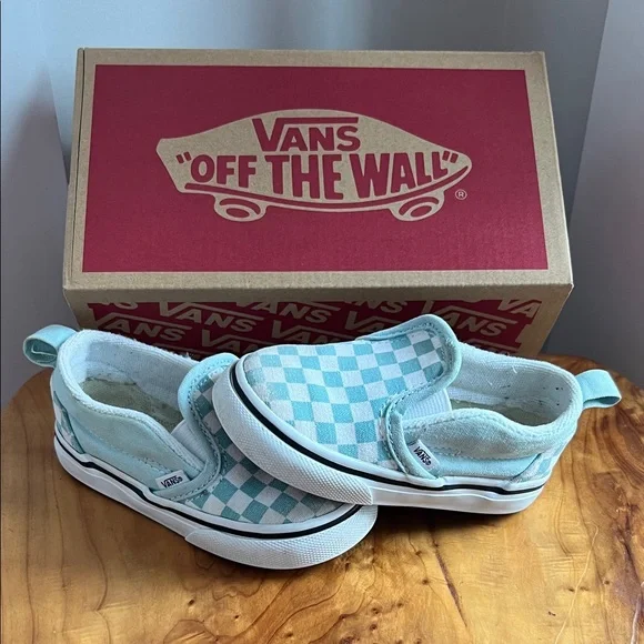 Vans Kids Classic SlipOn Blue Checker board - Picture 3 of 14